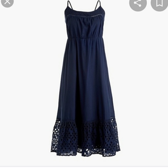 J. Crew Dresses & Skirts - NWT J. Crew Navy Ruffle Eyelet Trim Strappy Dress